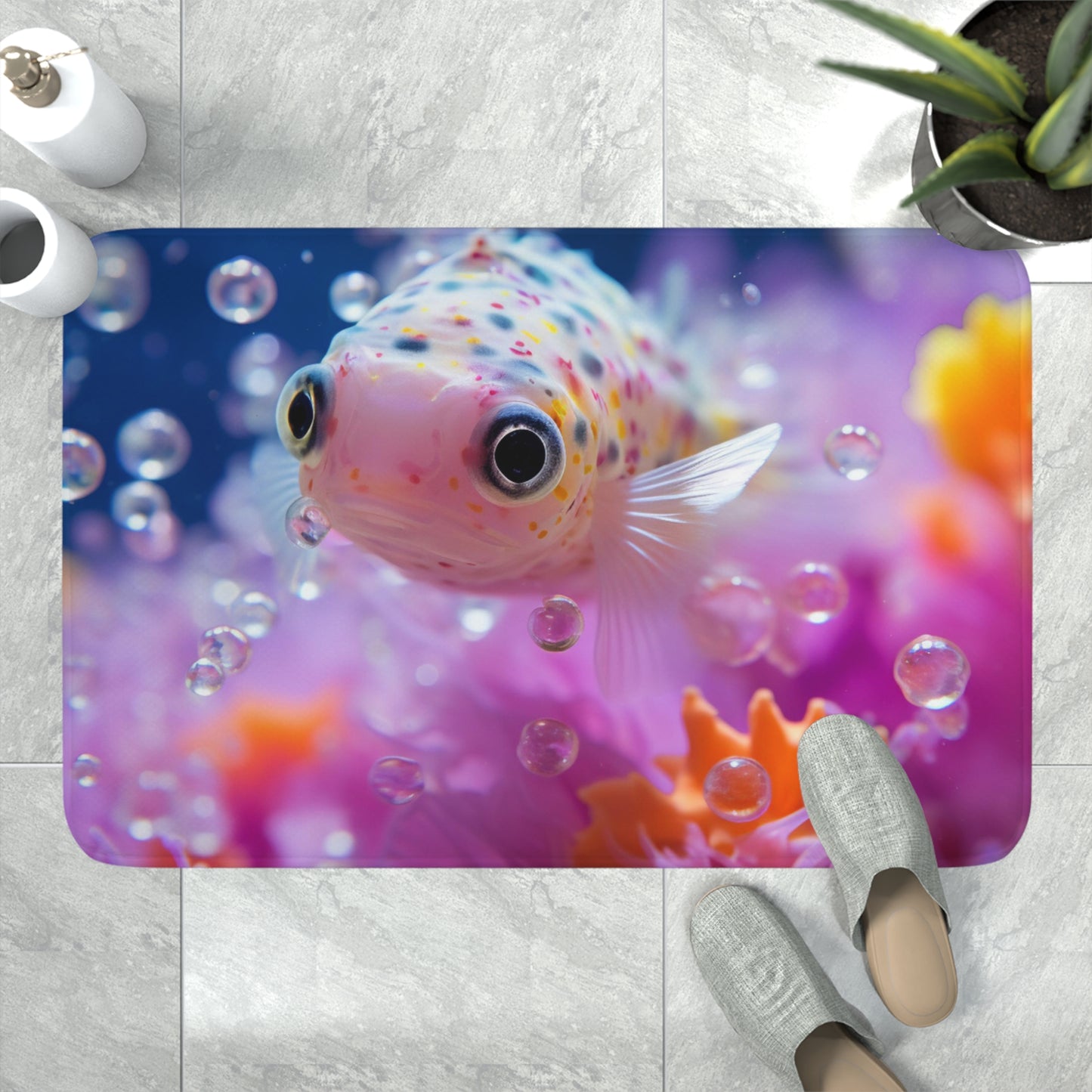 Bubble Fish Memory Foam Bath Mat
