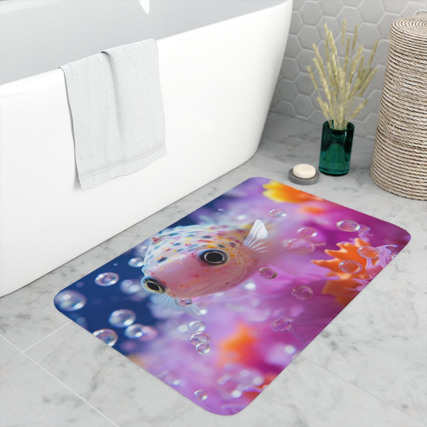 Bubble Fish Memory Foam Bath Mat