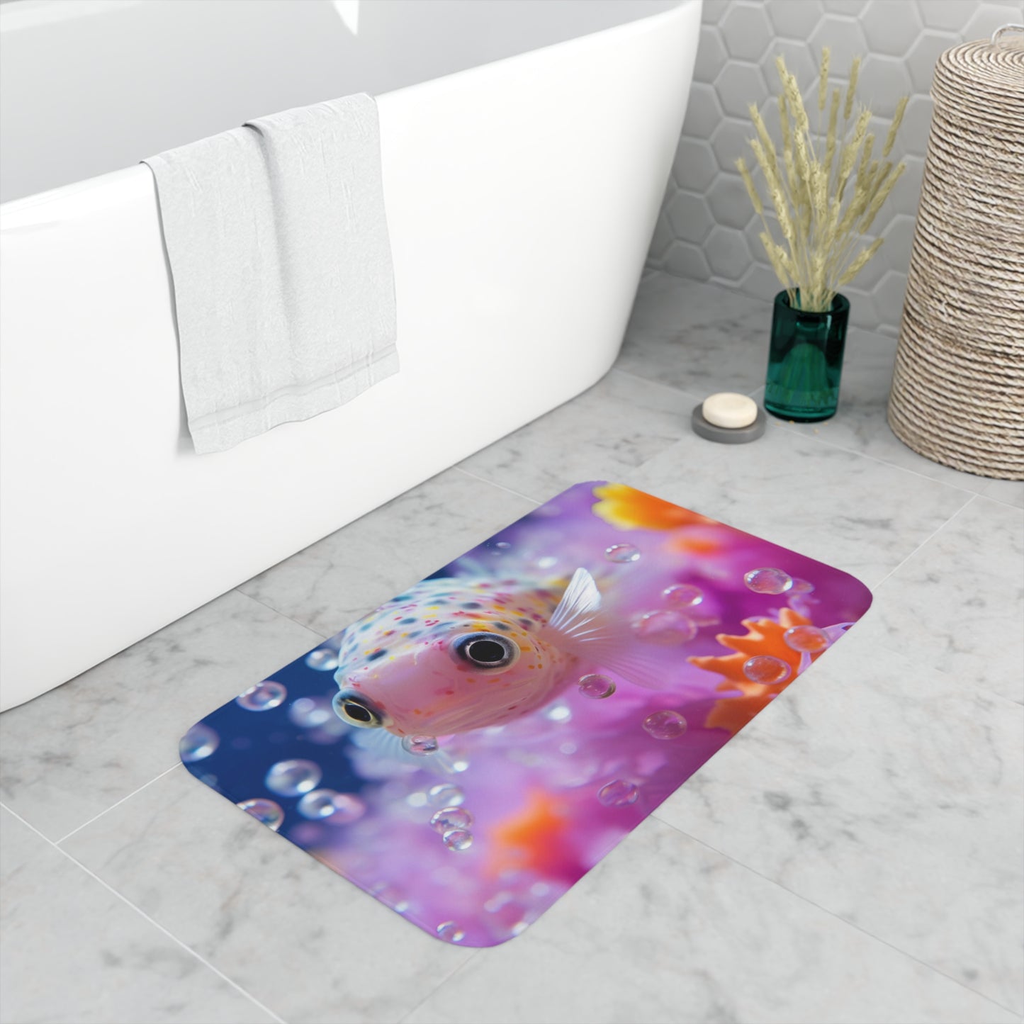 Bubble Fish Memory Foam Bath Mat