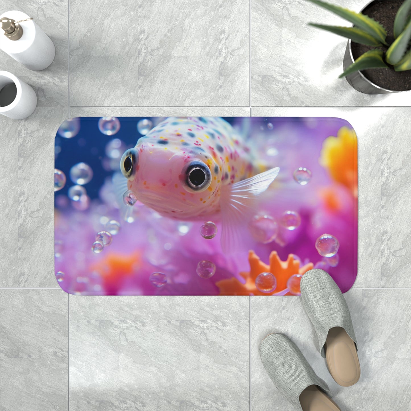 Bubble Fish Memory Foam Bath Mat